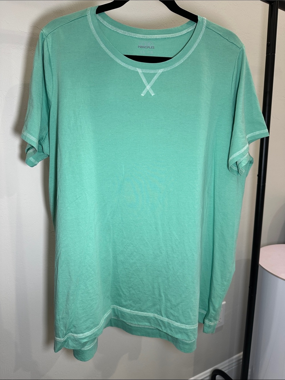 Principles Men's Short Sleeve Crewneck T-Shirt in Mint Green